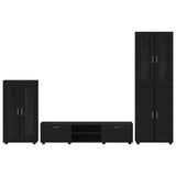 TV Cabinet Set with Drawer FLORIN 3 pcs Black Engineered Wood 3397975