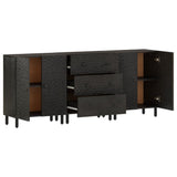 Side Cabinets 3 pcs Black 60x33x75 cm Solid Wood Mango 3206284