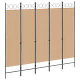 5-Panel Room Divider Beige 200 x 180 cm Fabric 42039191