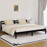 ZNTS Bed Frame without Mattress Solid Wood Pine 200x200cm Black 810454