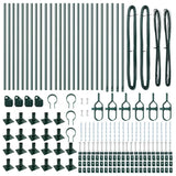 Fence Post with Concrete Base 26 pcs Green Powder-Coated Steel 3350217