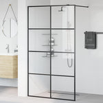 Walk-in Shower Wall with Clear ESG Glass 115x195 cm Black 151036