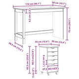 Desk and Rolling Cabinet Set MOSS 2 pcs Black 3438788