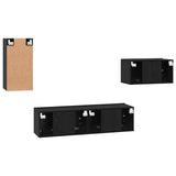 TV Cabinet Set with Drawer Black Oak Engineered Wood 3393298