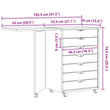 Rolling Cabinet with Desk MOSS Clear Varnish Solid Pine wood 42032404