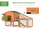 Wooden Chicken Coop with Run, Nesting Box, Slide-out Tray, Ramp, Perches, Asphalt Roof, 179 x 67 x T3398P425404