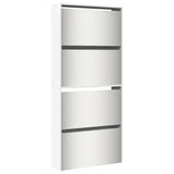 Shoe Cabinet with Mirror 4-Layer High Gloss White 63x17x134 cm 3228276