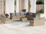 12 Piece Garden Sofa Set with Cushions Beige Poly Rattan 3217829