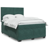 Box Spring Bed with Mattress Dark Green 140x190 cm Velvet 3290903