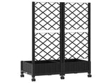 Garden Planter with Trellis&Wheels Black 80 x 40 x 131.5 cm PP 3422965