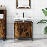 Bathroom Sink Cabinet Smoked Oak 60x30x60 cm Engineered Wood 842448