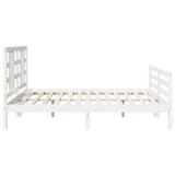 Bed Frame without Mattress White 200x200 cm Solid Wood 3193942
