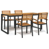 Garden Dining Set Brown Solid Acacia wood 5 Piece Set Durable 3155410