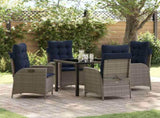 Garden Dining Set with Cushion 5 pcs Grey and Black Rattan 3380576