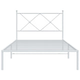 Metal Bed Frame without Mattress with Headboard White 100x190cm 376545