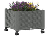 Garden Planter with Wheels Light Grey 40 x 40 x 48 cm PP 3422912