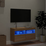 TV Wall Cabinet with LED Lights Sonoma Oak 80x30x40 cm 837201
