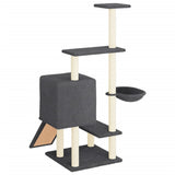 Cat Tree with Sisal Scratching Posts Dark Grey 130.5 cm 172042