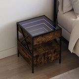 Bedside Table with Infinity LED Smoked Oak 40x40x51 cm 3284103