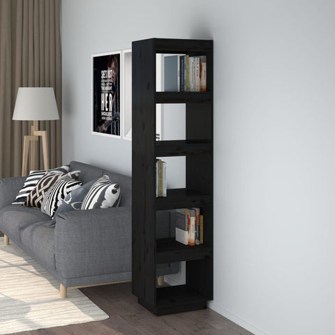 Book Cabinet/Room Divider Black 40x35x167 cm Solid Wood Pine 810858