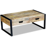 Coffee Table with 2 Drawers Solid Mango Wood 100x60x40 cm 243297