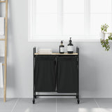 Laundry Basket 2 Compartments with Wheels Sonoma Oak 859096