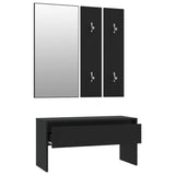 Hallway Furniture Set Black Engineered Wood 833512
