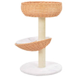 ZNTS Cat Tree with Sisal Scratching Post Natural Willow Wood 170723