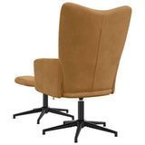 Relaxing Chair with a Stool Brown Velvet 328114