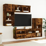 5 Piece TV Wall Units with LED Smoked Oak Engineered Wood 3216729