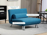 Single Linen-Look Sleeper Chair - Blue T3398P328303
