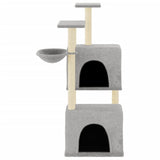 Cat Tree with Sisal Scratching Posts Light Grey 122 cm 172053