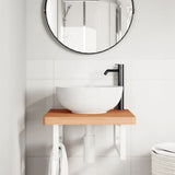 Basin Shelf Wall Mounted Steel and Solid Wood Beech 3302428