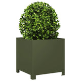 ZNTS Garden Planters 2 pcs Olive Green 40x40x40 cm Steel 851206