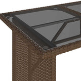 Garden Table with Glass Top Brown 110x68x70 cm Poly Rattan 366351