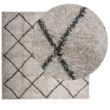 Shaggy Rug PAMPLONA High Pile Modern Beige and Anthracite 160x160 cm 375390