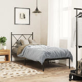 Metal Bed Frame without Mattress with Headboard Black 75x190cm 376492