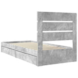 Storage Bed Concrete Grey 90 x 190 cm Engineered Wood 3411930