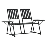 ZNTS 2-Seater Garden Bench 165 cm Black Steel 318819