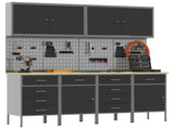 Work Cabinet with Drawer 10 pcs Black Engineered Wood and Steel 3321488