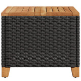 Garden Table Black 45x45x37 cm Poly Rattan Acacia Wood 366325