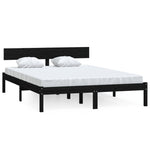 Bed Frame without Mattress Black Solid Wood 140x190 cm 810131