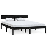 Bed Frame without Mattress Black Solid Wood 140x190 cm 810131