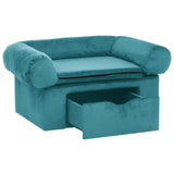 Dog Sofa with Storage Turquoise 75 x 50 x 38cm Plush 171083