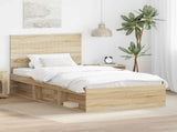 Bed Frame with Headboard Sonoma 100 x 200 cm Solid Pine Wood 3411048