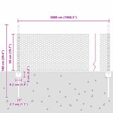 Welded Wire Fence 50 x 0.5 m PVC-Coated Steel Grey Mesh 3336882