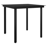 Dining Set Black Powder-coated steel, glass, PE rattan 3099167