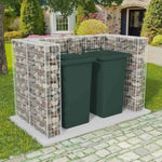 ZNTS Gabion Double Wheelie Bin Surround Steel 180x100x120 cm 142559