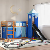 Bunk Bed without Mattress with Slide and Curtains Blue 90x200 cm 3284195