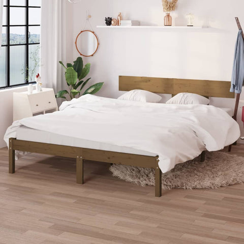 Bed Frame without Mattress Honey Brown Solid Wood 120x200 cm 810145